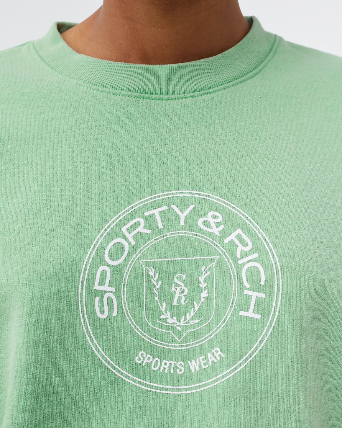 ★Sporty & Rich★ Monaco Logo Print Sweatshirt Sage CR445SA eyJidWNrZXQiOiJic3RuLWltYWdlLX