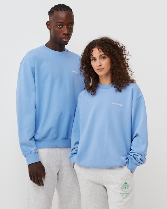 Sporty & Rich Periwinkle Crew Neck Sweatshirt With Logo in Blue