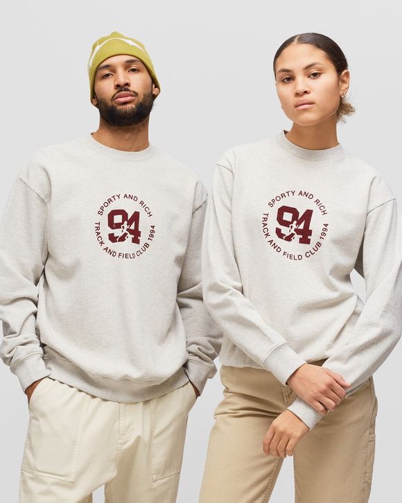 ★送料・関税込★SPORTY&RICH★TRACK&FIELD FLOCKED SWEATSHIRT Sporty & Rich 94 Track & Field Flocked Crewneck White | BSTN