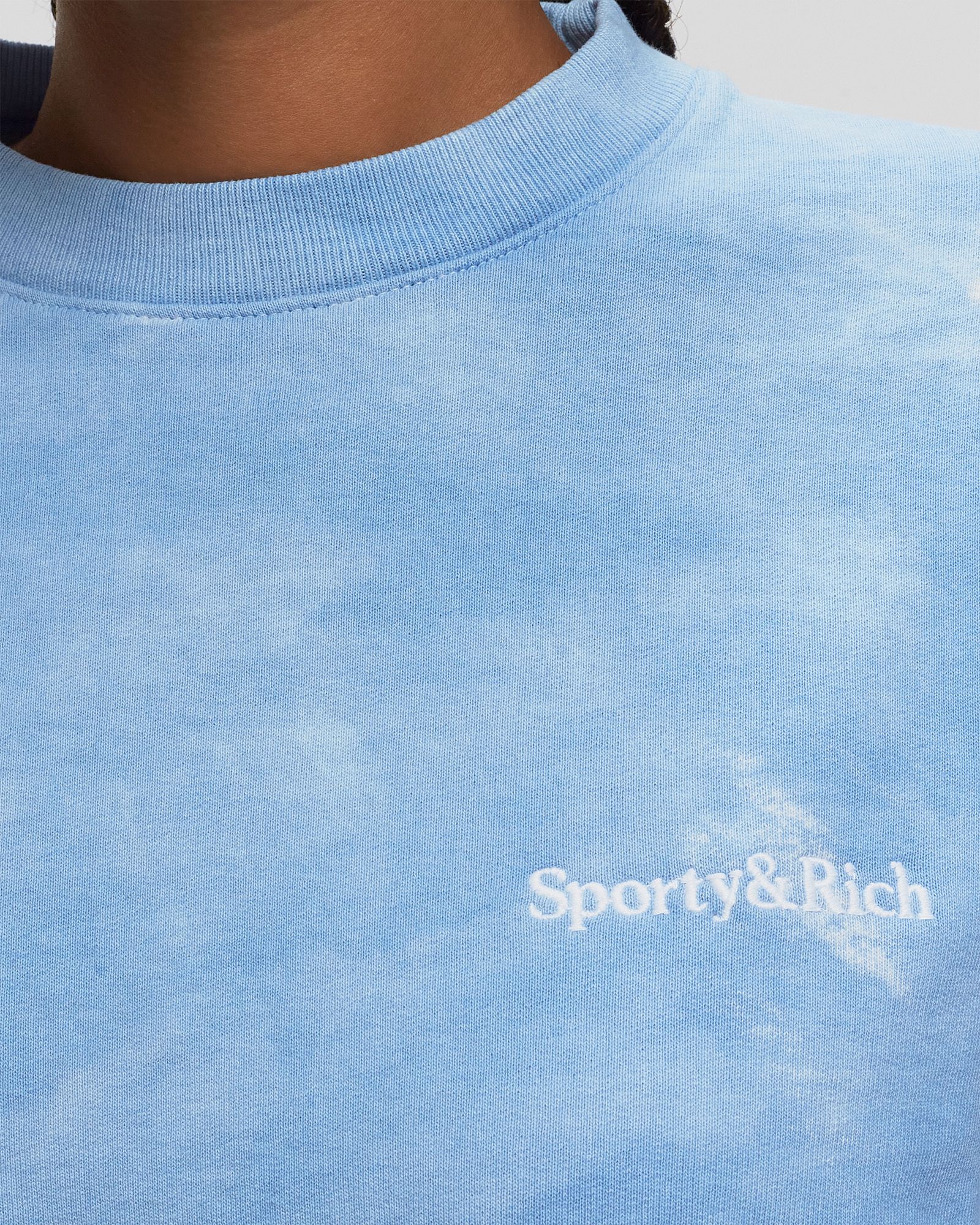 Serif Logo Embroidered Tie Dye Crewneck