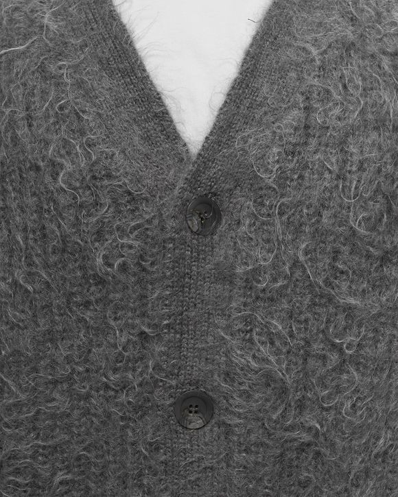 John Elliott Wool Mohair Cardigan Grey - CHARCOAL