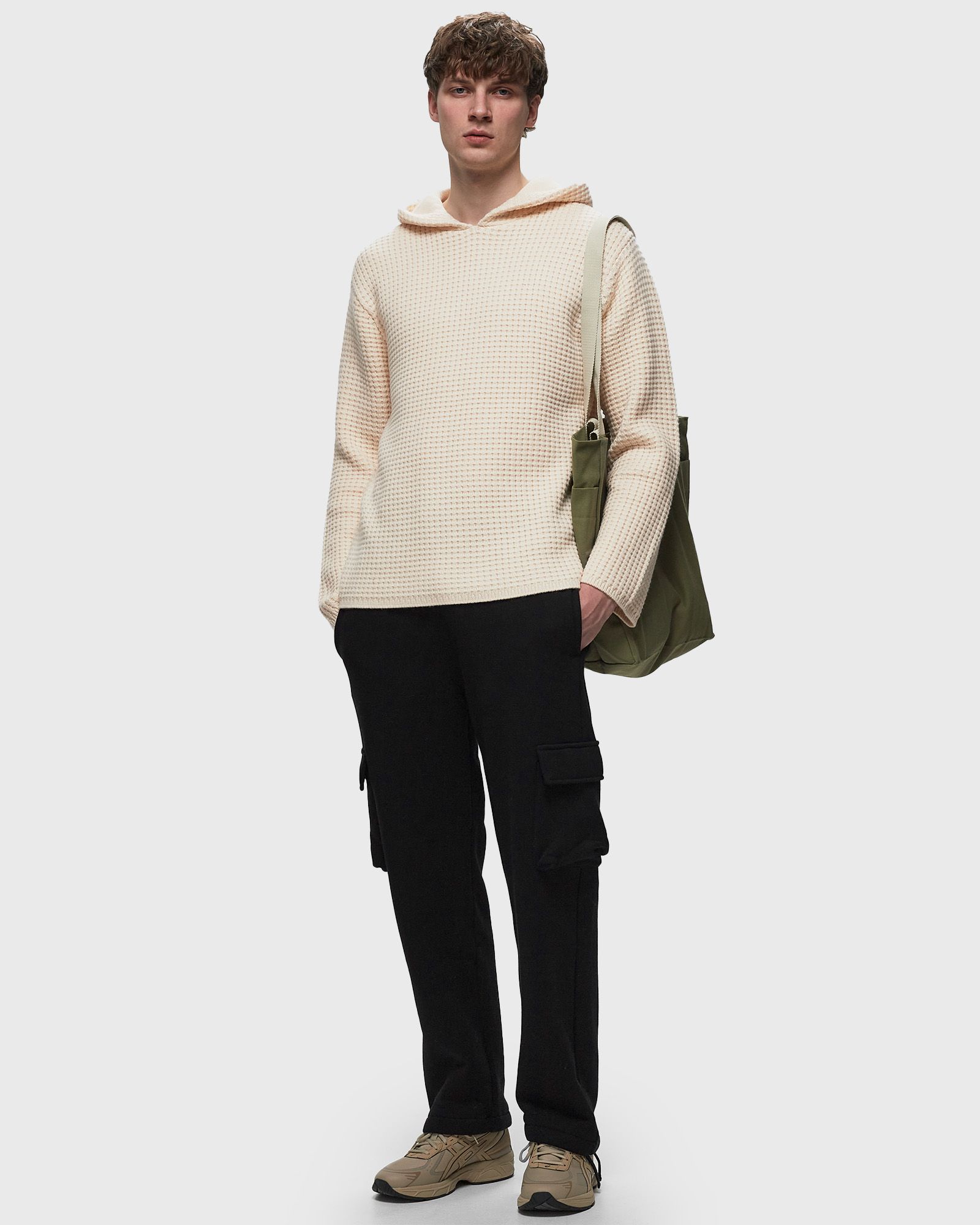 WOOL WAFFLE KNIT PONCHO