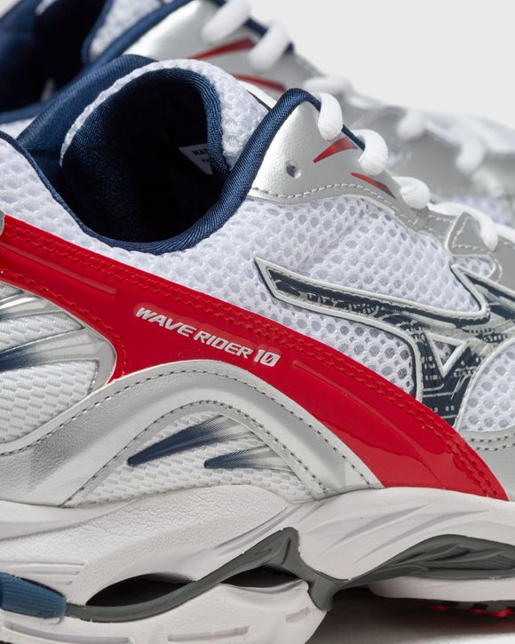 MIZUNO Wave Rider 10(U) Multi - WHITE/INSIGNIA BLUE/HIGH RISK RED