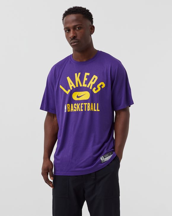 NIKE NBA LOS ANGELES LAKERS DRI-FIT THE TEAM'S PRACTICE TEE COURT PURPLE  for £25.00