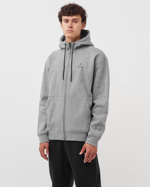 Jordan Essentials Fleece Full-Zip Hoodie Grey - CARBON HEATHER