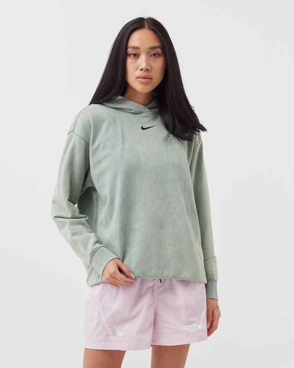 Nike washed blue mini swoosh oversized hoodie best sale