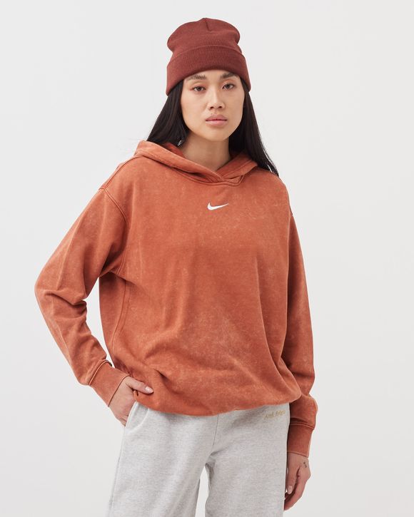 Nike WMNS ESSENTIALS VELOUR POPOVER Hoodie Orange RUGGED ORANGE WHITE