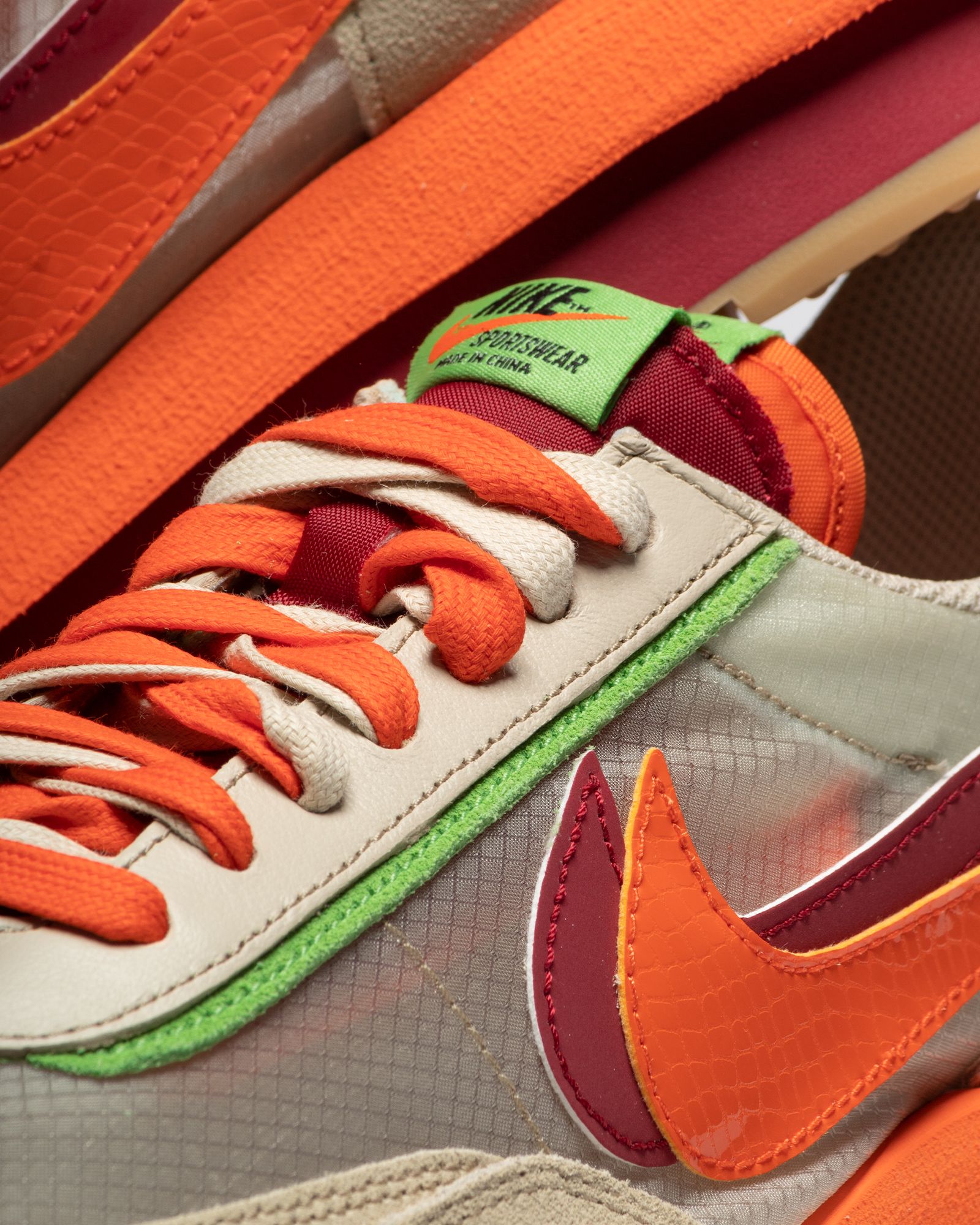 CLOT x sacai x Nike LDWaffle 'Orange Blaze'