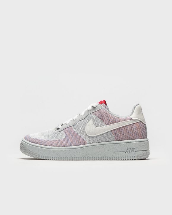 Nike Air Force 1 Crater Flyknit GS Grey WOLF GREY WHITE PURE PLATINUM GYM RED