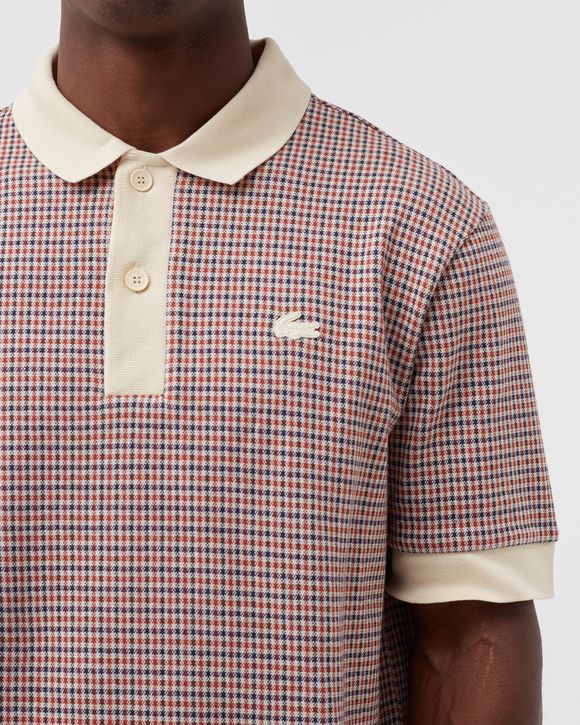 Lacoste Checkered Cotton Blend Polo Shirt White BSTN Store