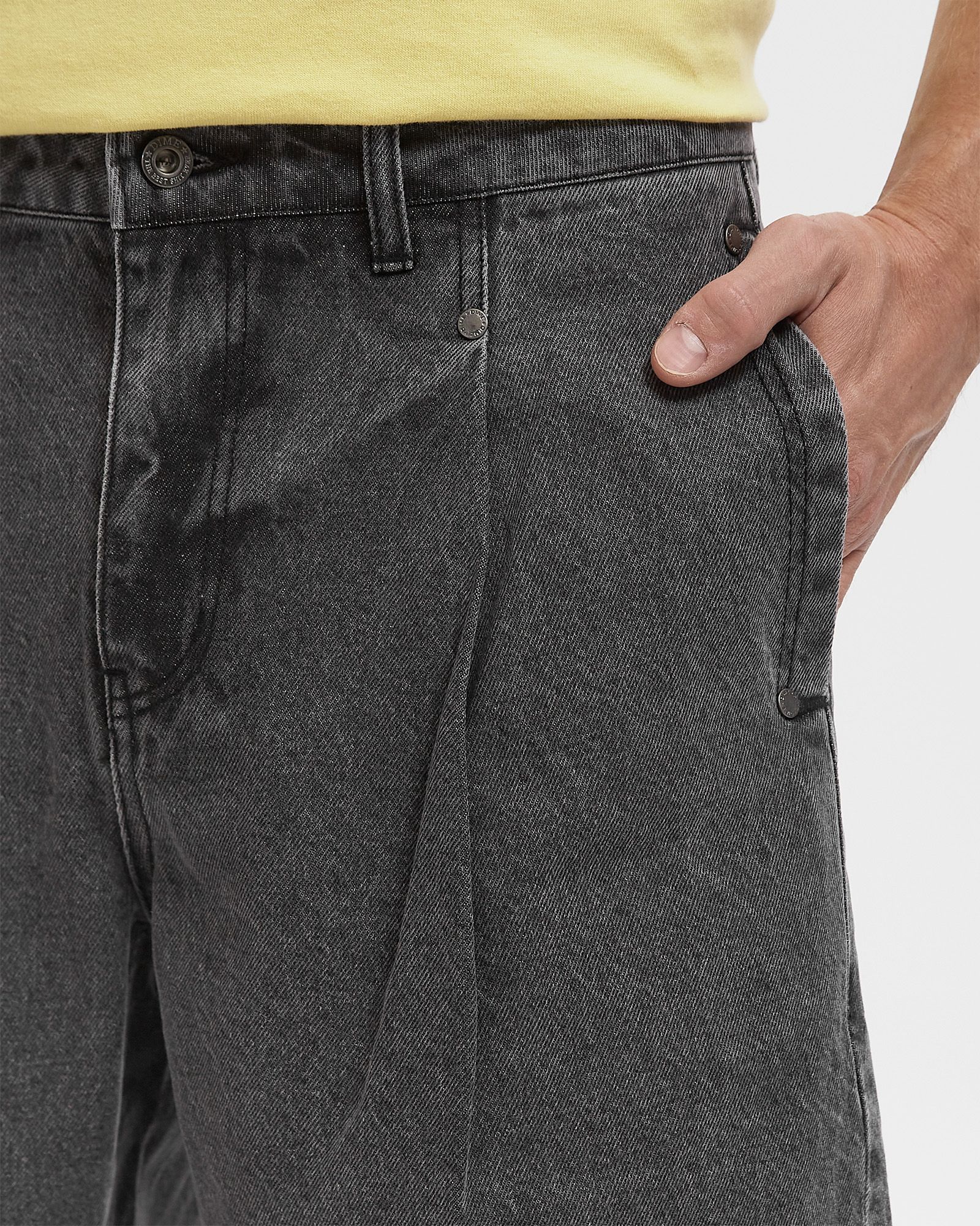 Pleated Denim Shorts