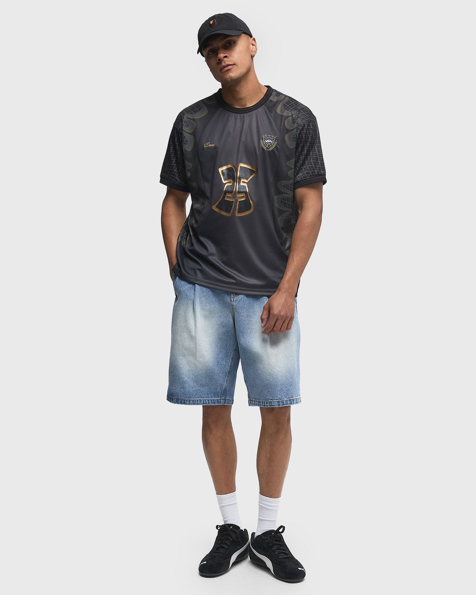 Pleated Denim Shorts