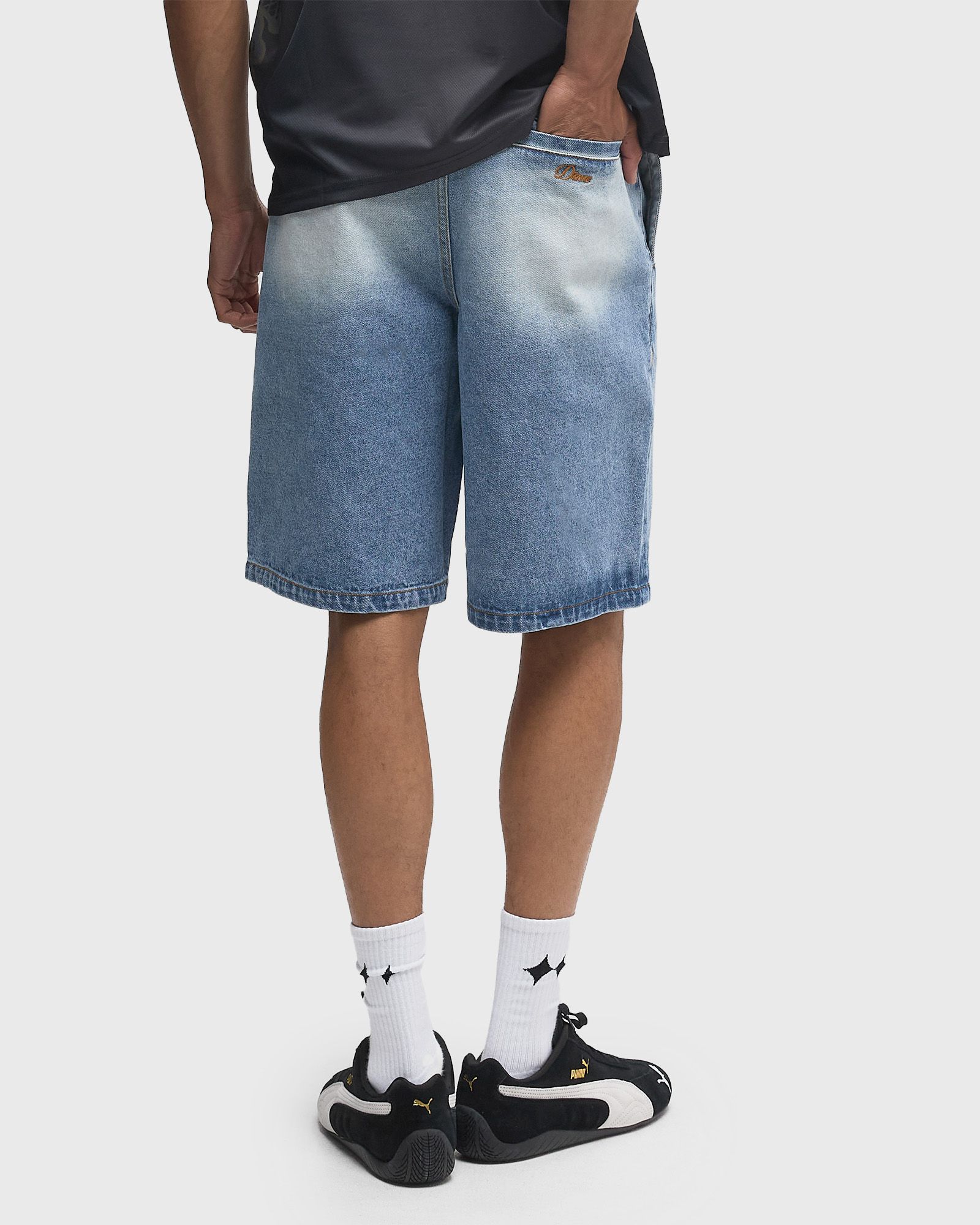 Pleated Denim Shorts