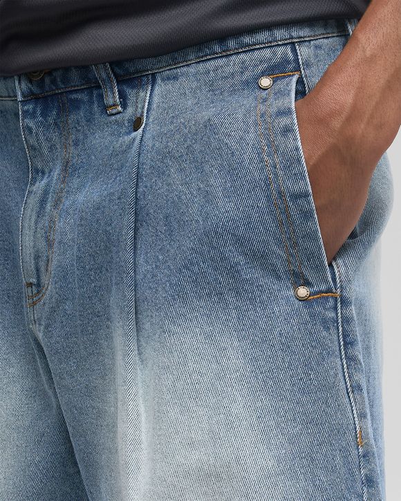 Pleated Denim Shorts