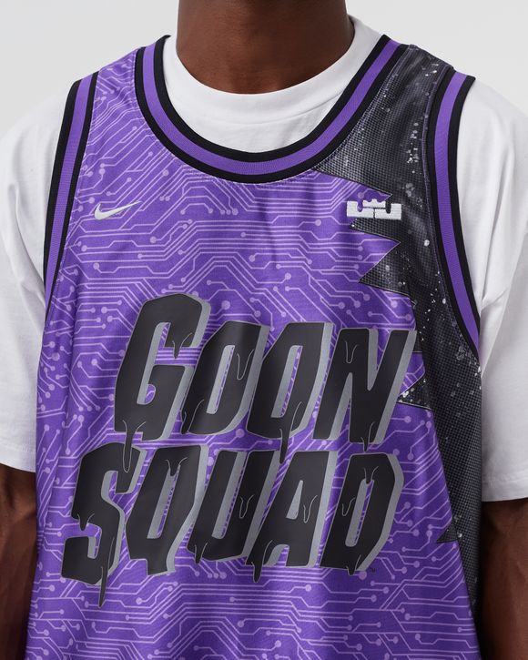 nike men lebron x space jam: a new legacy goon squad jersey hyper grape  wolf grey