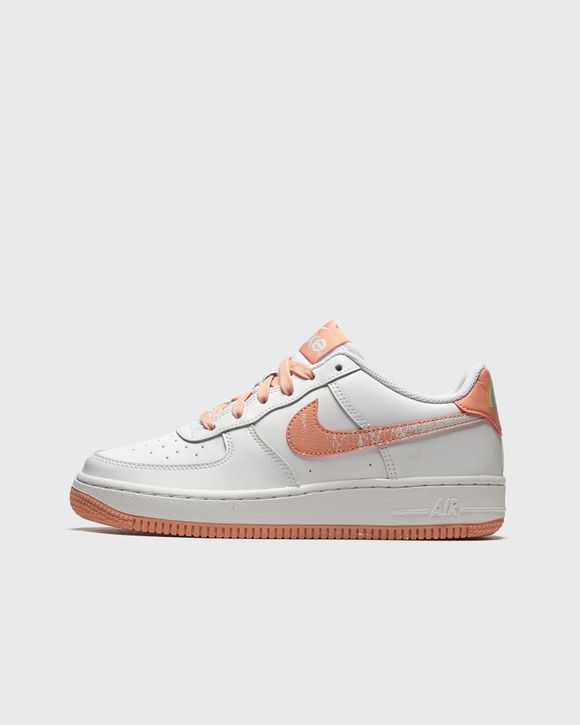 nike big kid's air force 1 lv8 white/lt madder root-aura