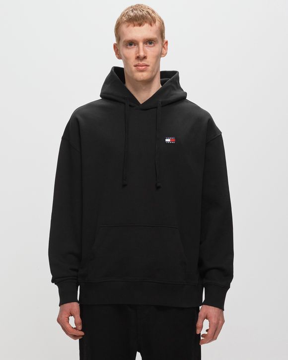 Tommy badge hoodie black new arrivals