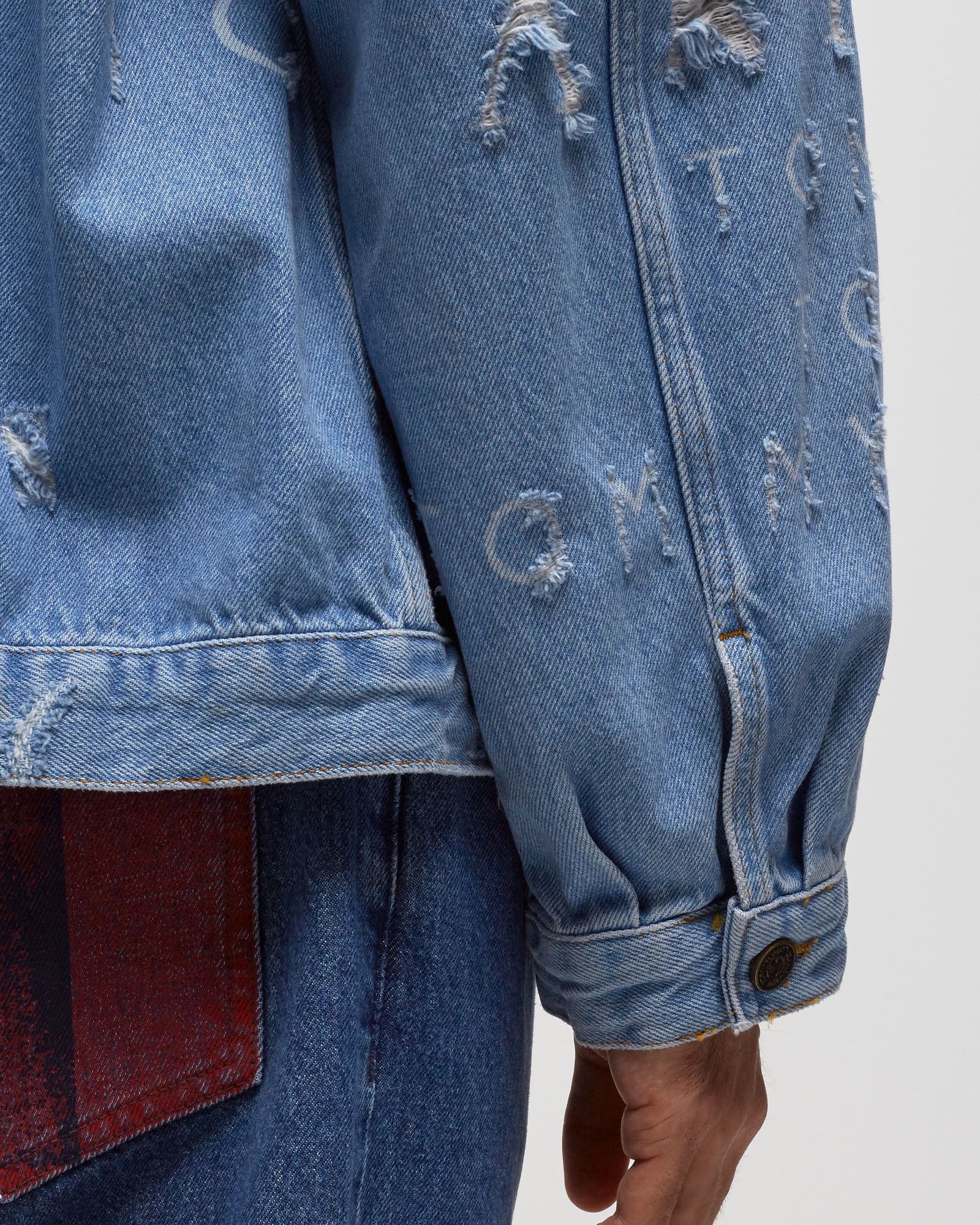 TOMMY X ARIES LOGO DESTROYED DENIM JACKET