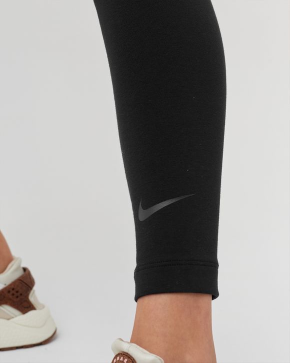 NIKE LADIES BLACK REPEATING TAPE WHITE NIKE LOGO LEGGINGS DM4651