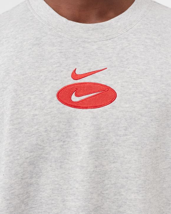 Nike Swoosh League Brushed Back Fleece Crew Sweatshirt Grey