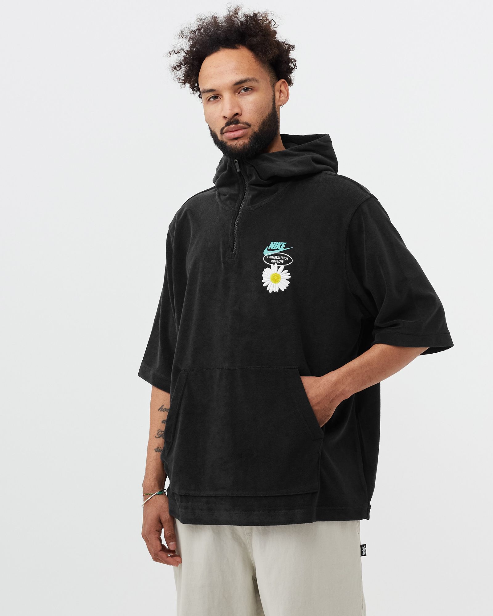 Short-Sleeve Hooded Top