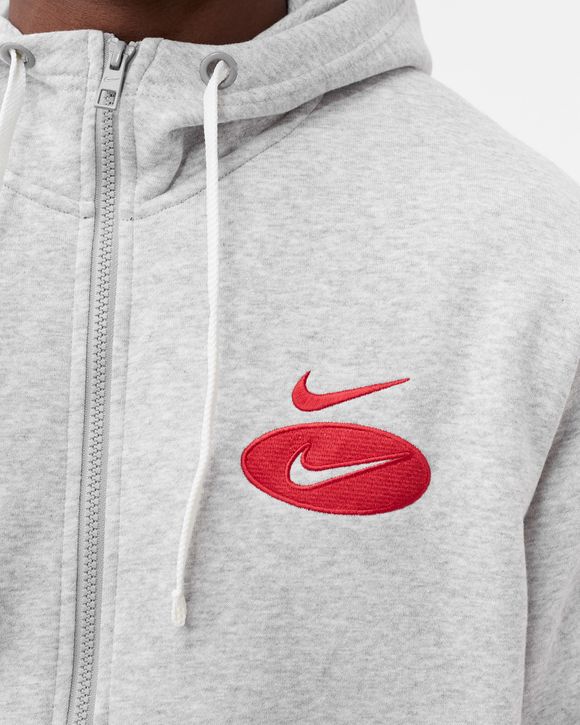 Nike grey and red hoodie hotsell