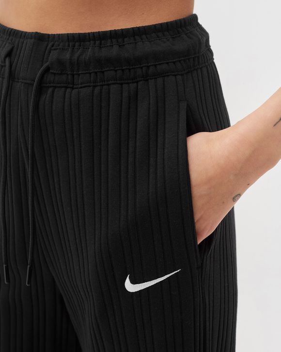 Nike mini swoosh ribbed jersey co ord in black