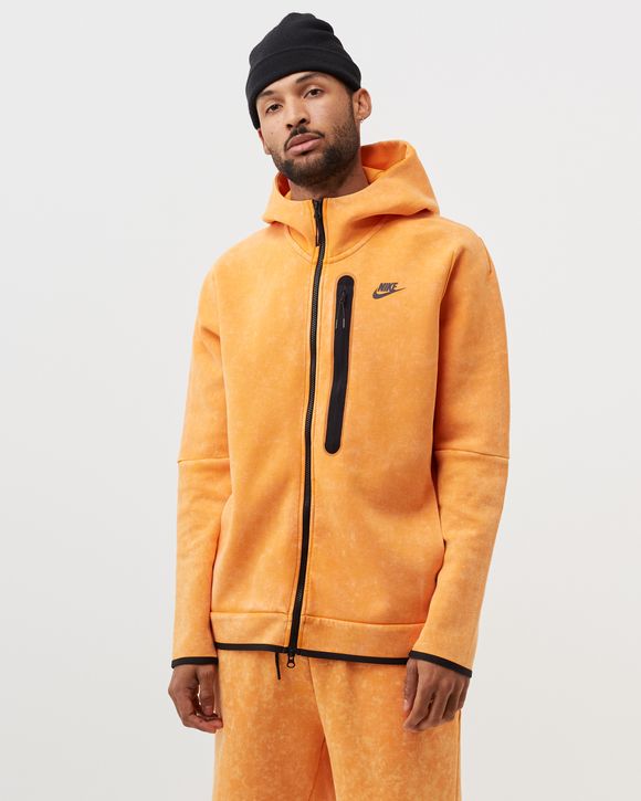 Nike Tech Fleece Wash Full Zip Hoodie Orange KUMQUAT BLACK