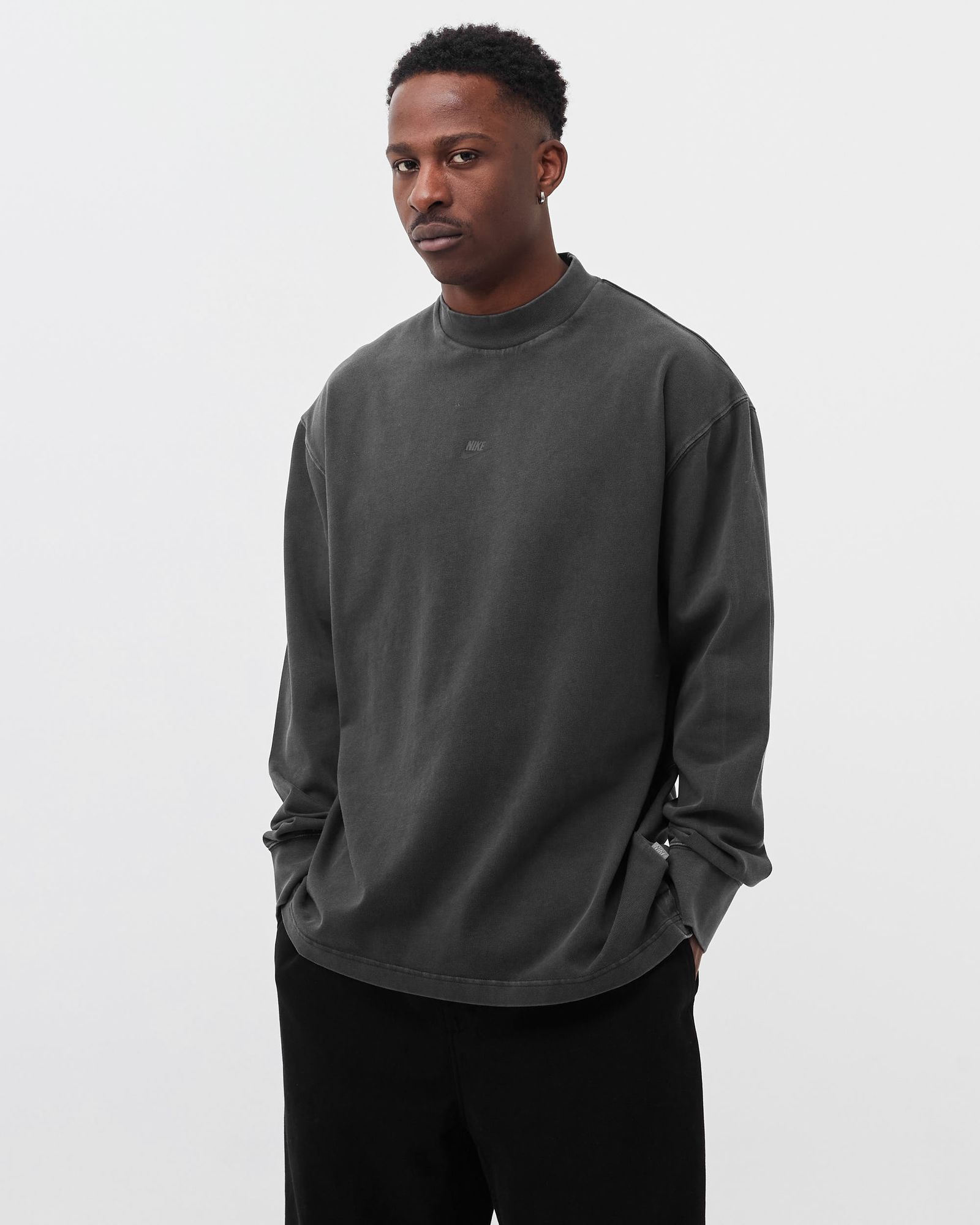 Washed Long-Sleeve Mock Top