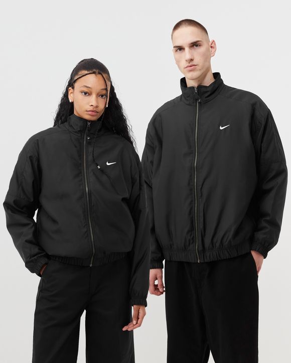 Nike Solo Swoosh Satin Bomber Jacket Black - BLACK/BLEACHED CORAL/WHITE