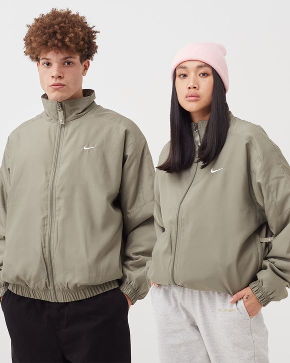 Nike Solo Swoosh Satin Bomber Jacket Green - LIGHT ARMY/KUMQUAT/WHITE