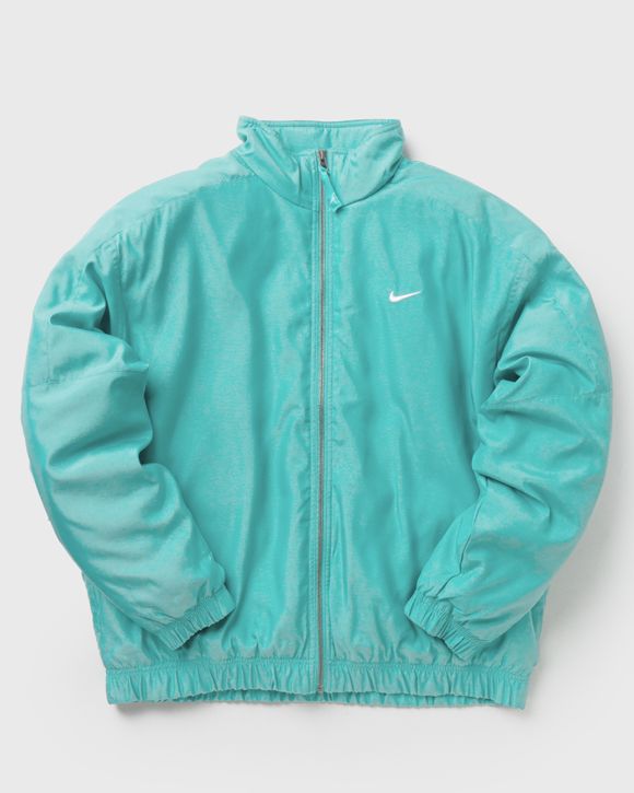 Nike Solo Swoosh Satin Bomber Jacket Green - WASHED TEAL/BLACK/WHITE