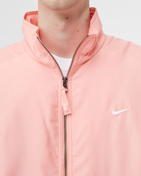 Nike Solo Swoosh Satin Bomber Jacket Pink - BLEACHED CORAL/BLACK/WHITE