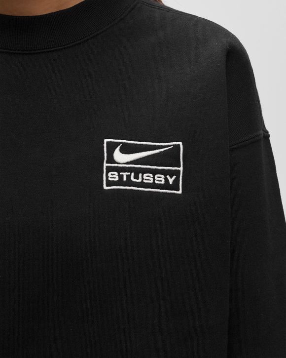 Nike x STUSSY WASHED FLEECE CREW Black - BLACK/BLACK/SAIL