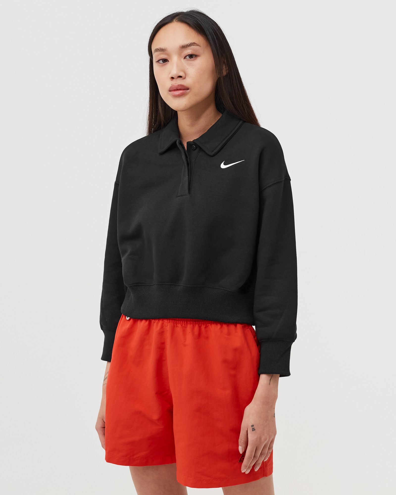 WMNS Phoenix Fleece 3/4-Sleeve Crop Polo Sweatshirt
