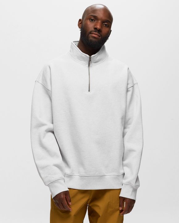 Nike Solo Swoosh Fleece Pullover Hoodie Grey - BIRCH HEATHER/WHITE