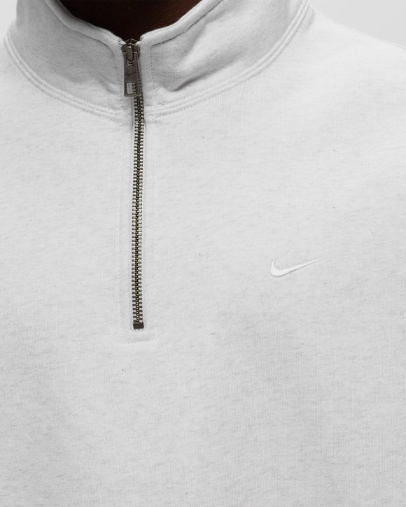 Nike Solo Swoosh 1/4-Zip Top Grey - BIRCH HEATHER/WHITE