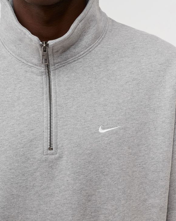 Nike Solo Swoosh 1/4-Zip Top Grey - DK GREY HEATHER/WHITE