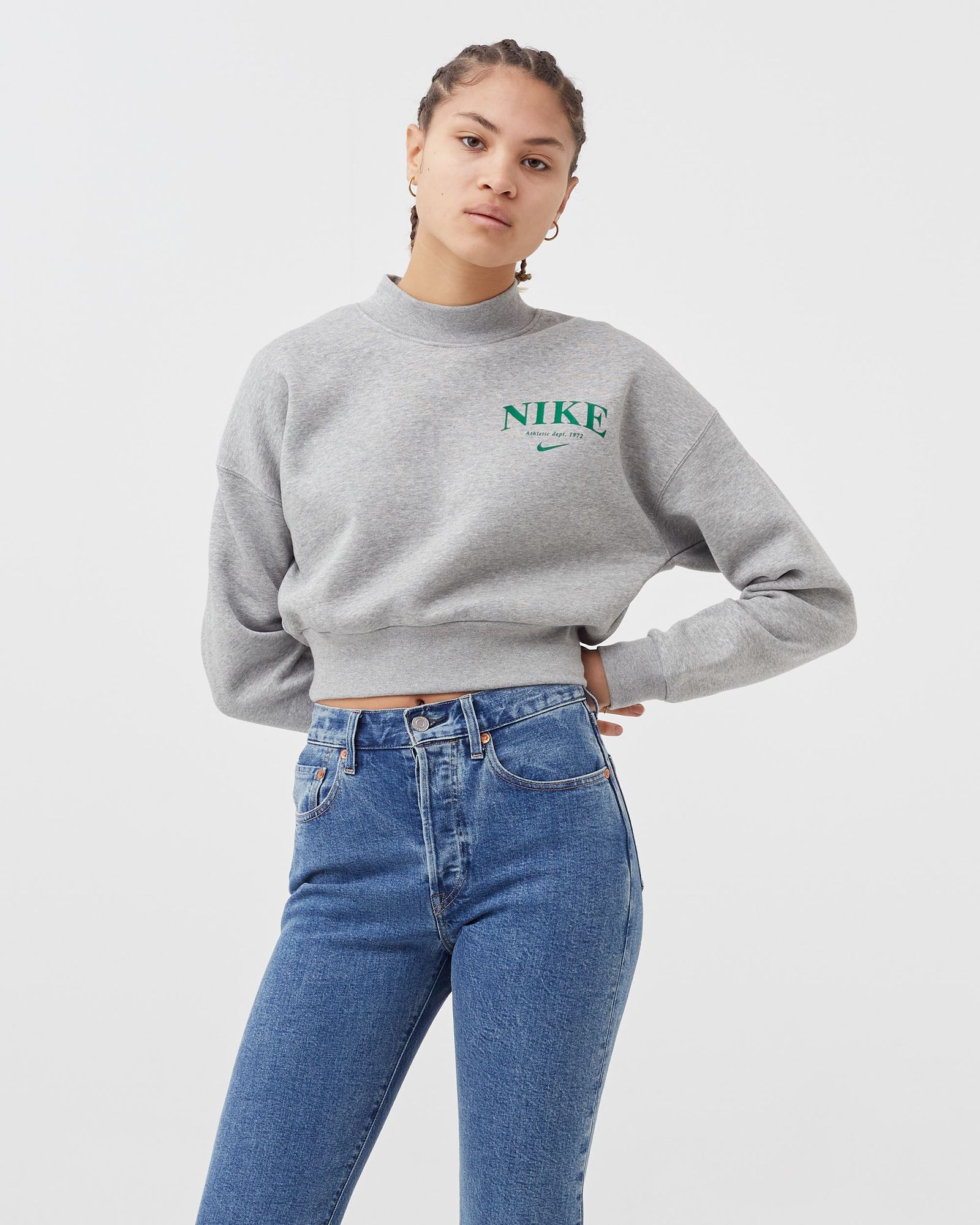 WMNS ESSENTIALS FLEECE MOCK CREW SWEATSHIRT