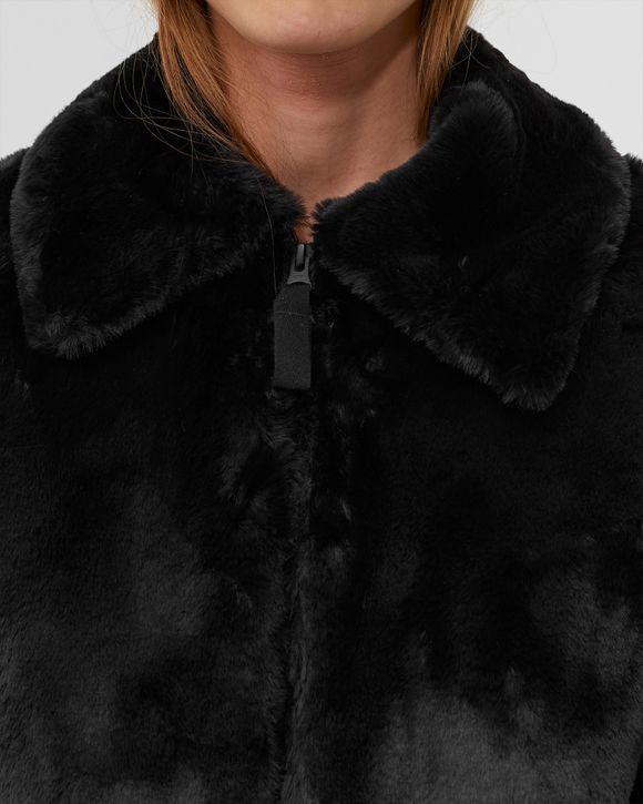 Lucky Brand Black Faux Fur Jacket Bomber Style L NEW