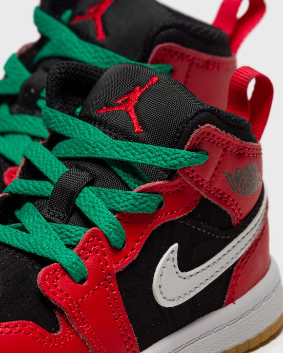 Jordan JORDAN 1 MID SE (TD) Black - BLACK/FIRE RED-WHITE-MALACHITE