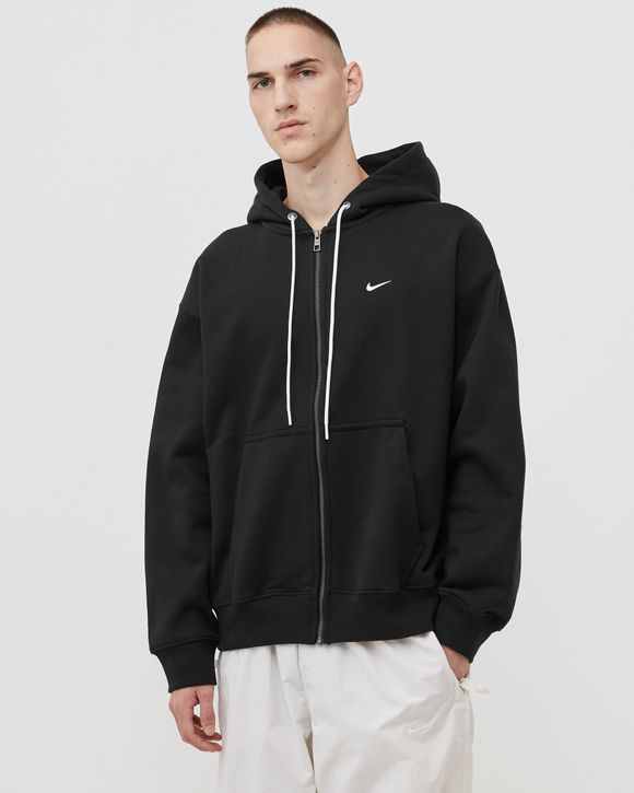 Nike Solo Swoosh Fleece Full-Zip Hoodie Black - BLACK/WHITE