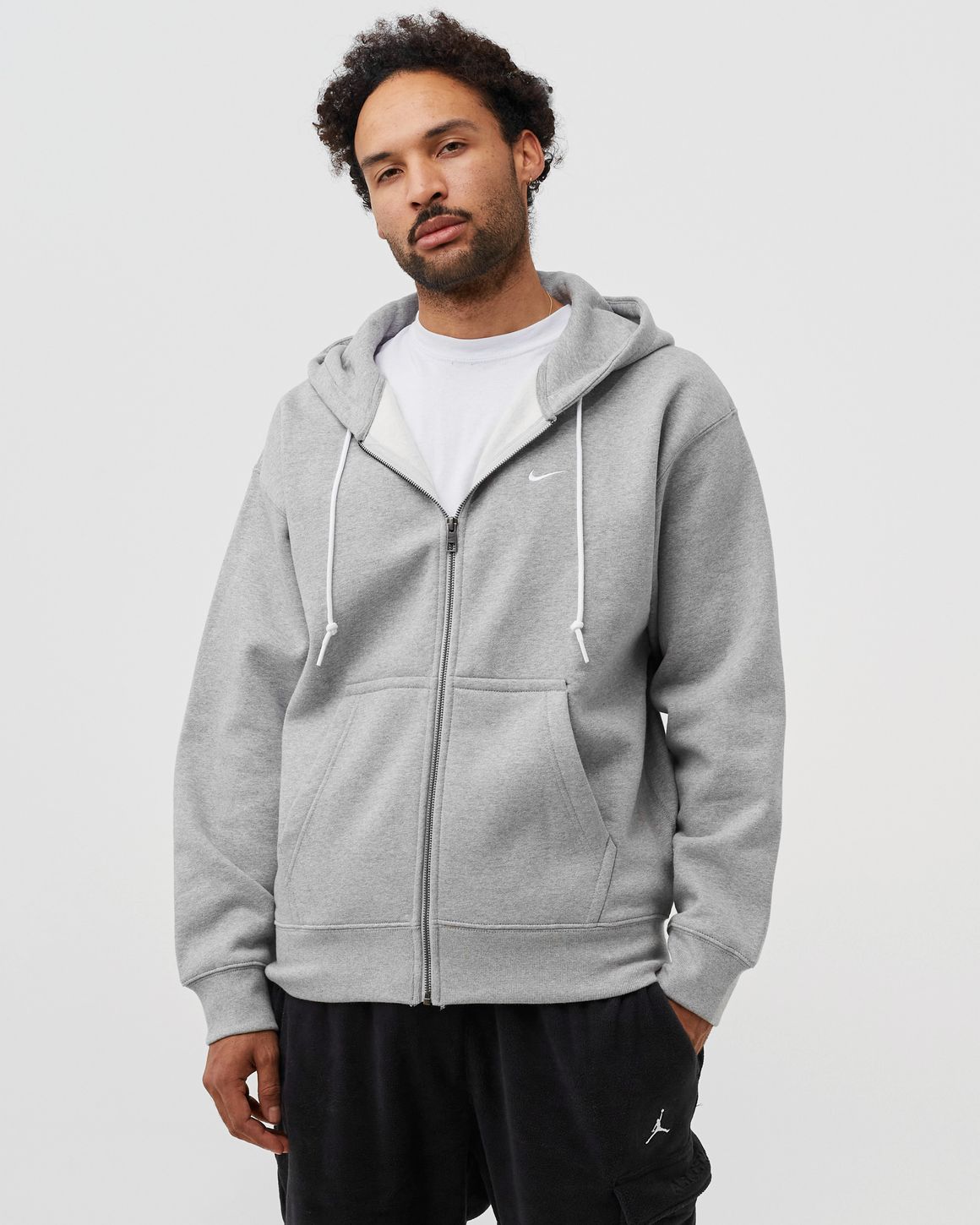 Nike Solo Swoosh Fleece Full Zip Hoodie Grey BSTN Store