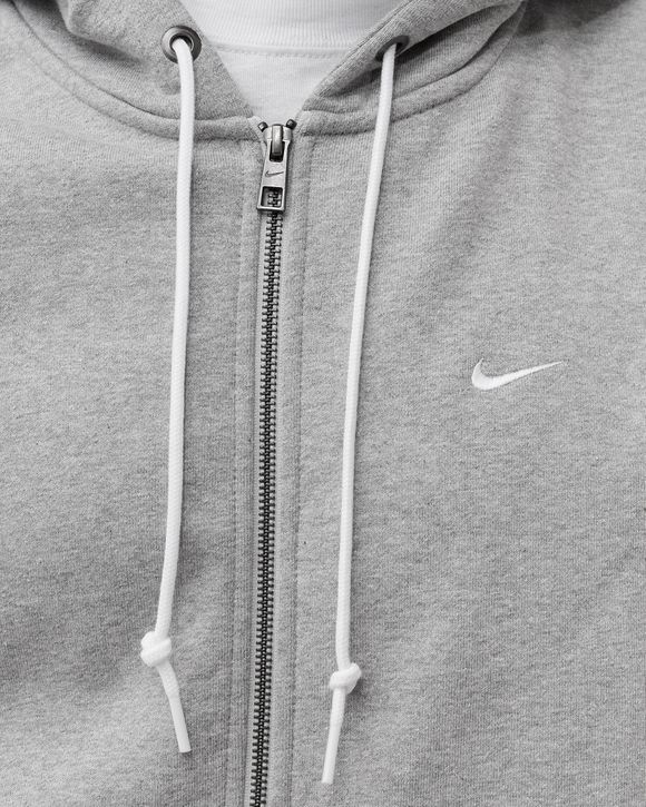 Nike Solo Swoosh Fleece Full-Zip Hoodie Grey - DK GREY HEATHER/WHITE