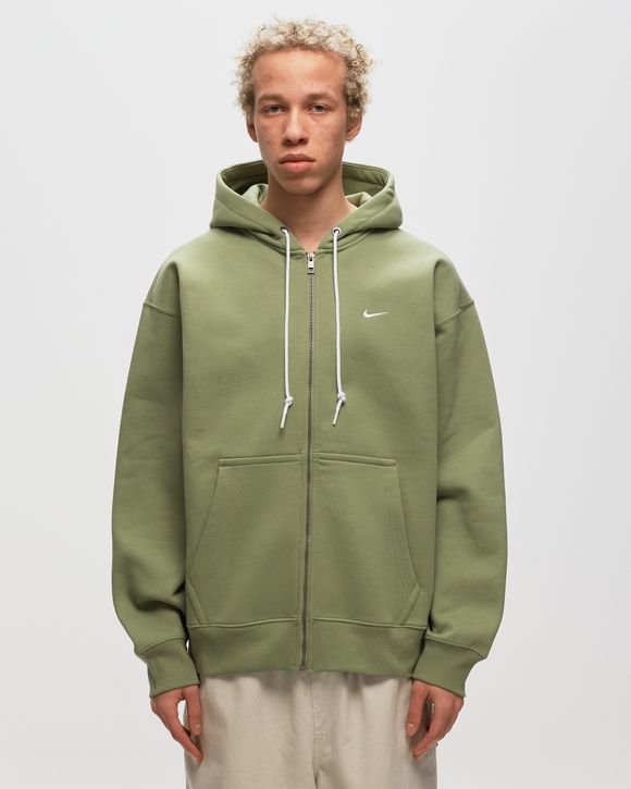 Nike Solo Swoosh Fleece Full-Zip Hoodie Green - OIL GREEN/WHITE