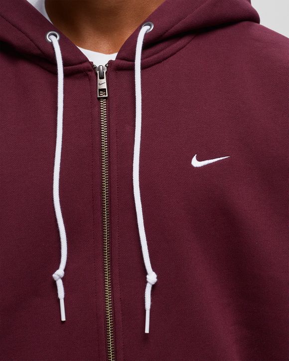 Nike Solo Swoosh Fleece Full Zip Hoodie Red NIGHT MAROON WHITE