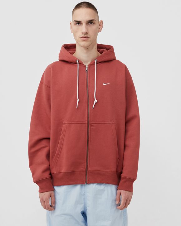 Nike Solo Swoosh Fleece Full-Zip Hoodie Red - CANYON RUST/WHITE