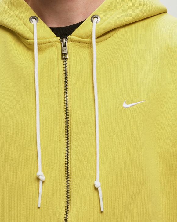 Nike Solo Swoosh Fleece Full Zip Hoodie Yellow SATURN GOLD WHITE