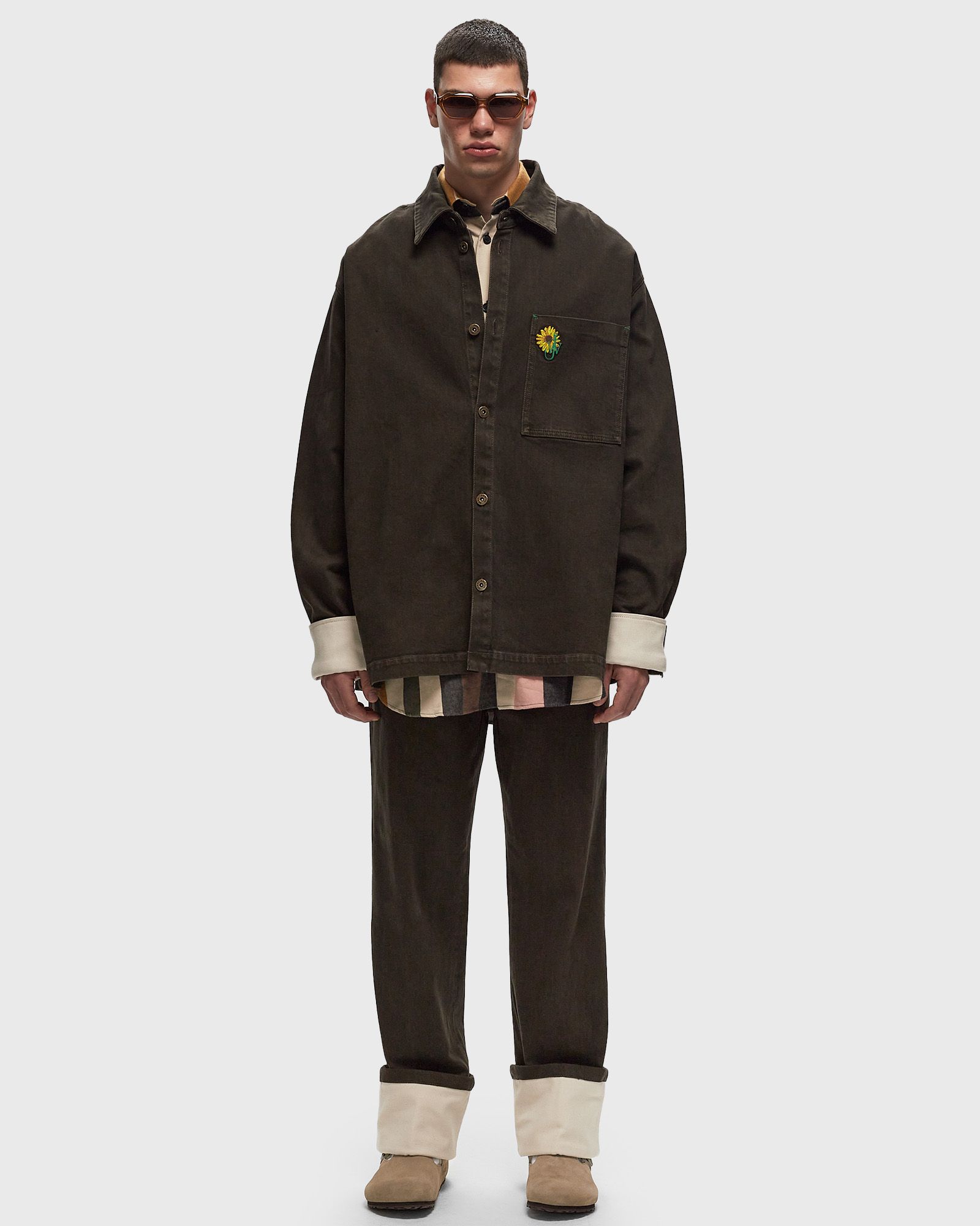 CONTRAST TURN UP JEANS