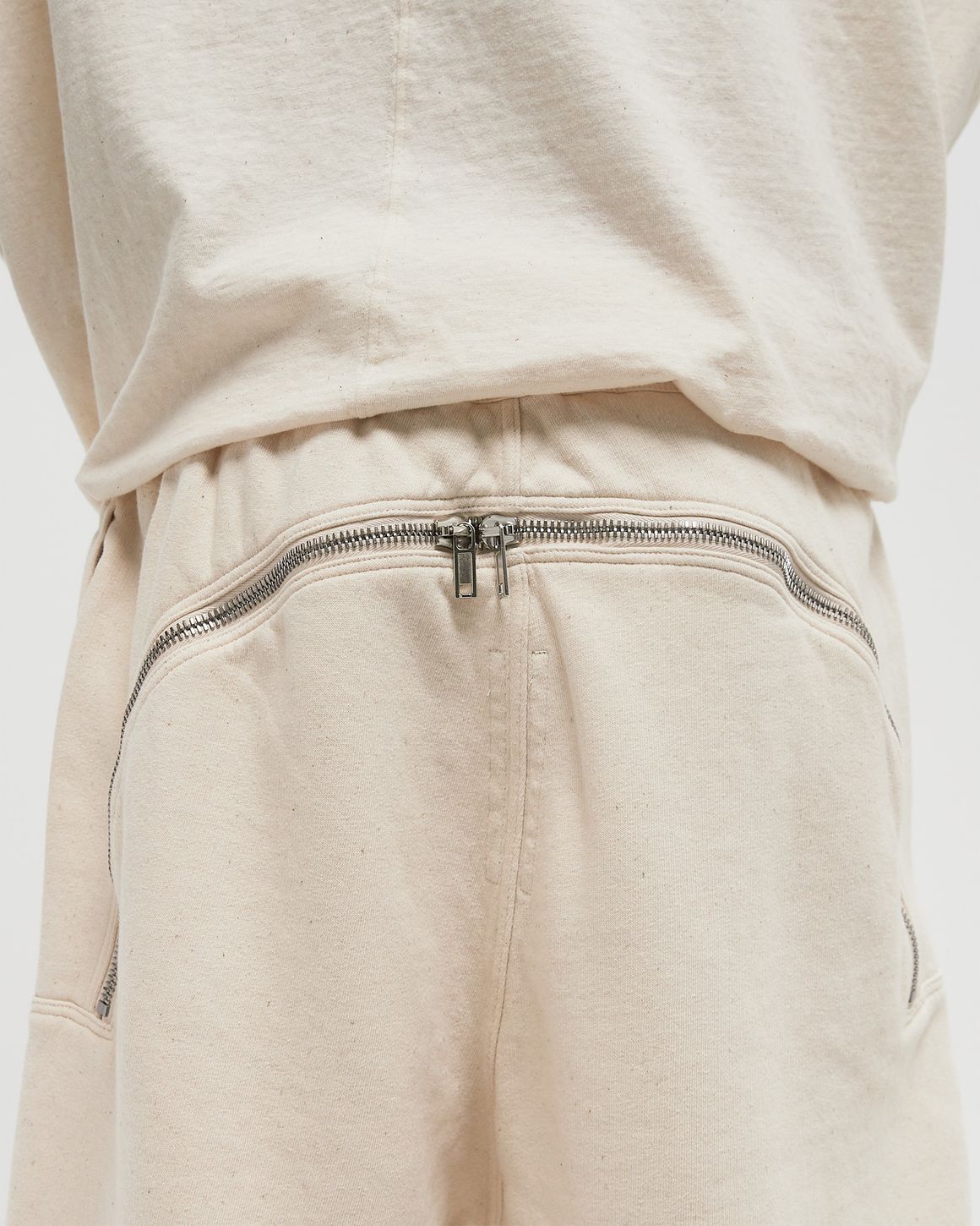 Rick Owens KNIT SWEAT SHORTS - LONG BOXERS BUTT ZIPP White